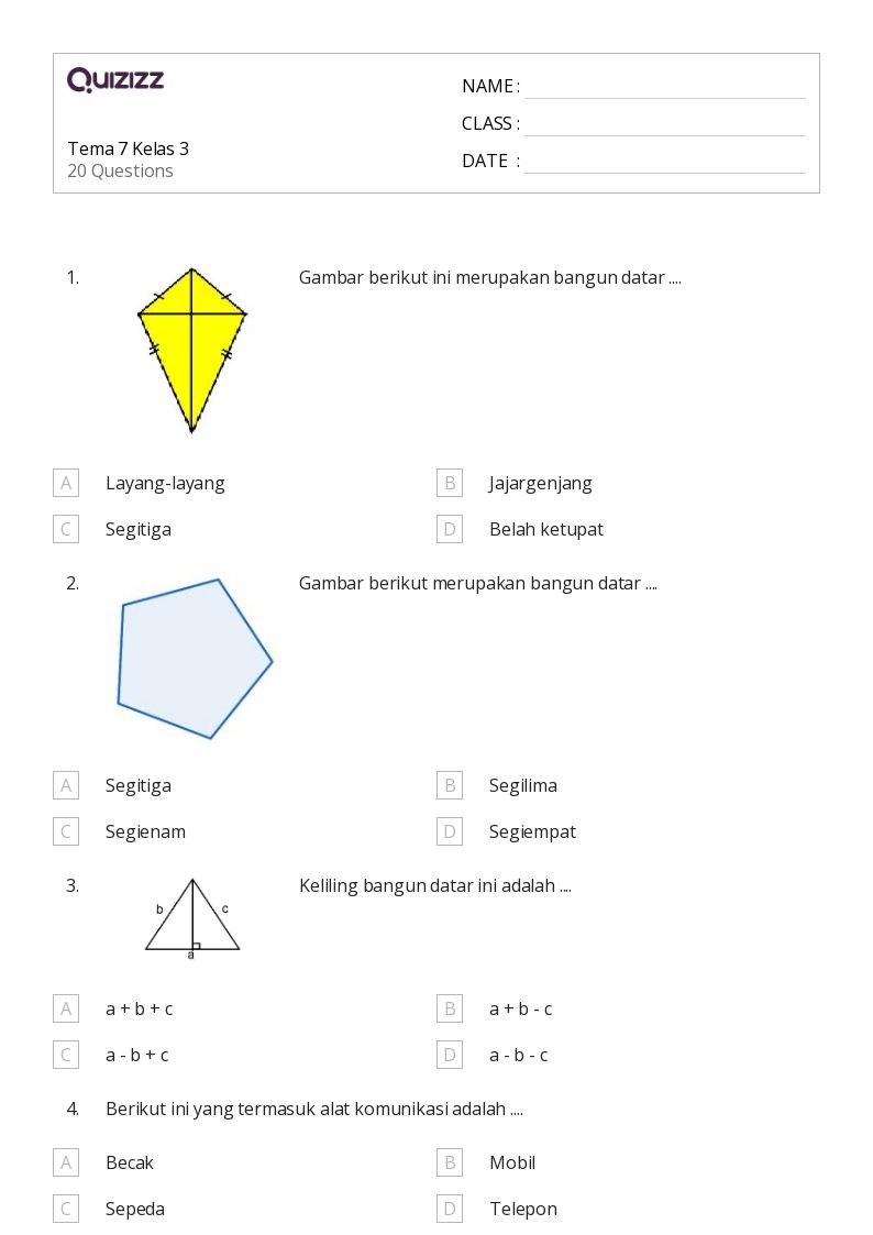 50 lembar kerja Bentuk Datar untuk Kelas 3 di Quizizz Gratis Dapat