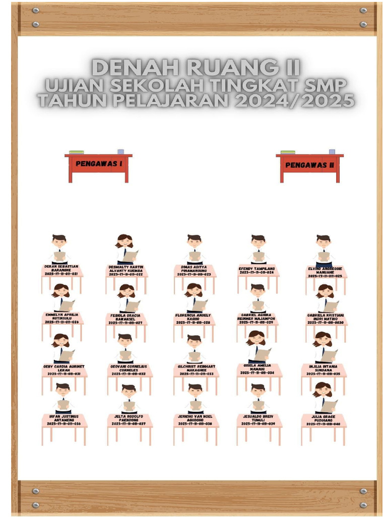 Denah Ruang Ujian Sekolah Kelas Ix Ta 2024-2025 PDF
