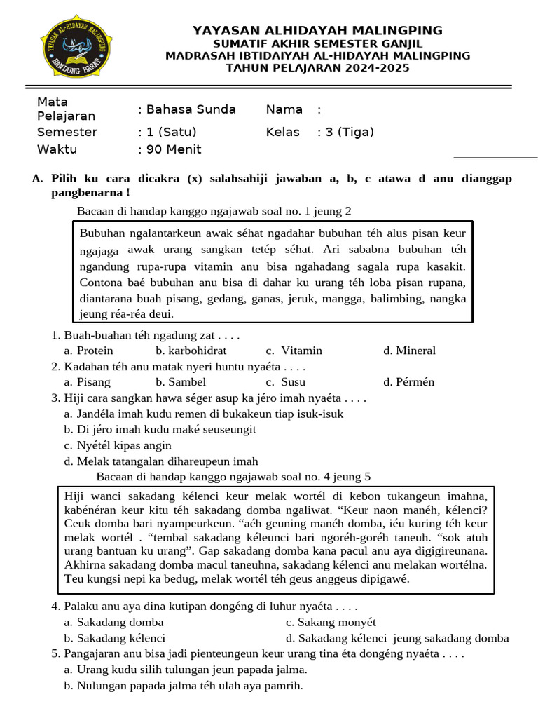 Rahasia Download Soal Bahasa Sunda Kelas 3 Semester 2: 7 Lembar Kerja Siap Cetak Rahasia Download Soal Bahasa Sunda Kelas 3 Semester 2: 7 Lembar Kerja Siap Cetak