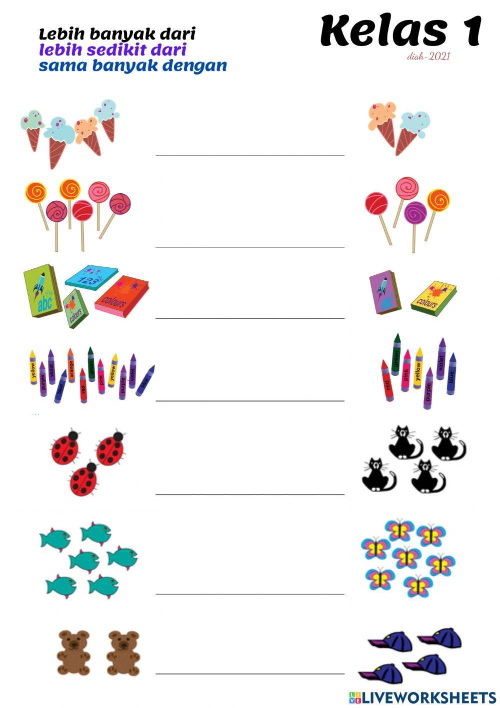 Lebih banyak dari-lebih sedikit dari worksheet Fun worksheets for