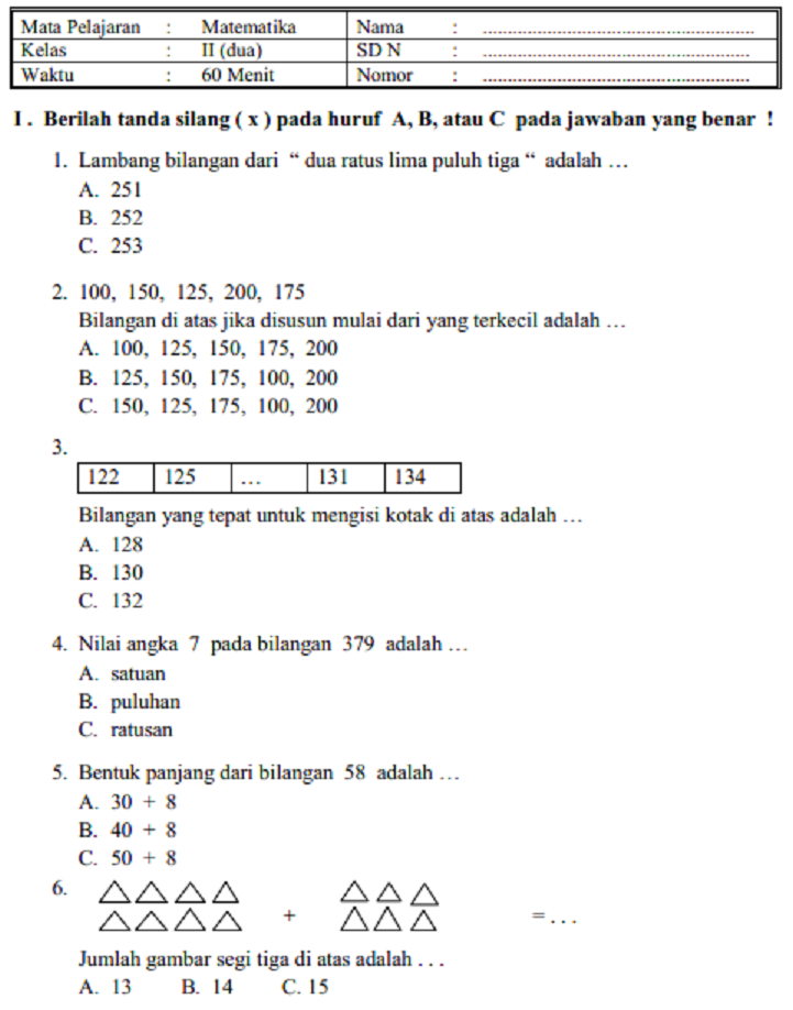 5 Contoh Soal PTS Matematika Kelas 2 SD Semester 1 yang Wajib Dikuasai Agar Anak Tak Gagal Ujian