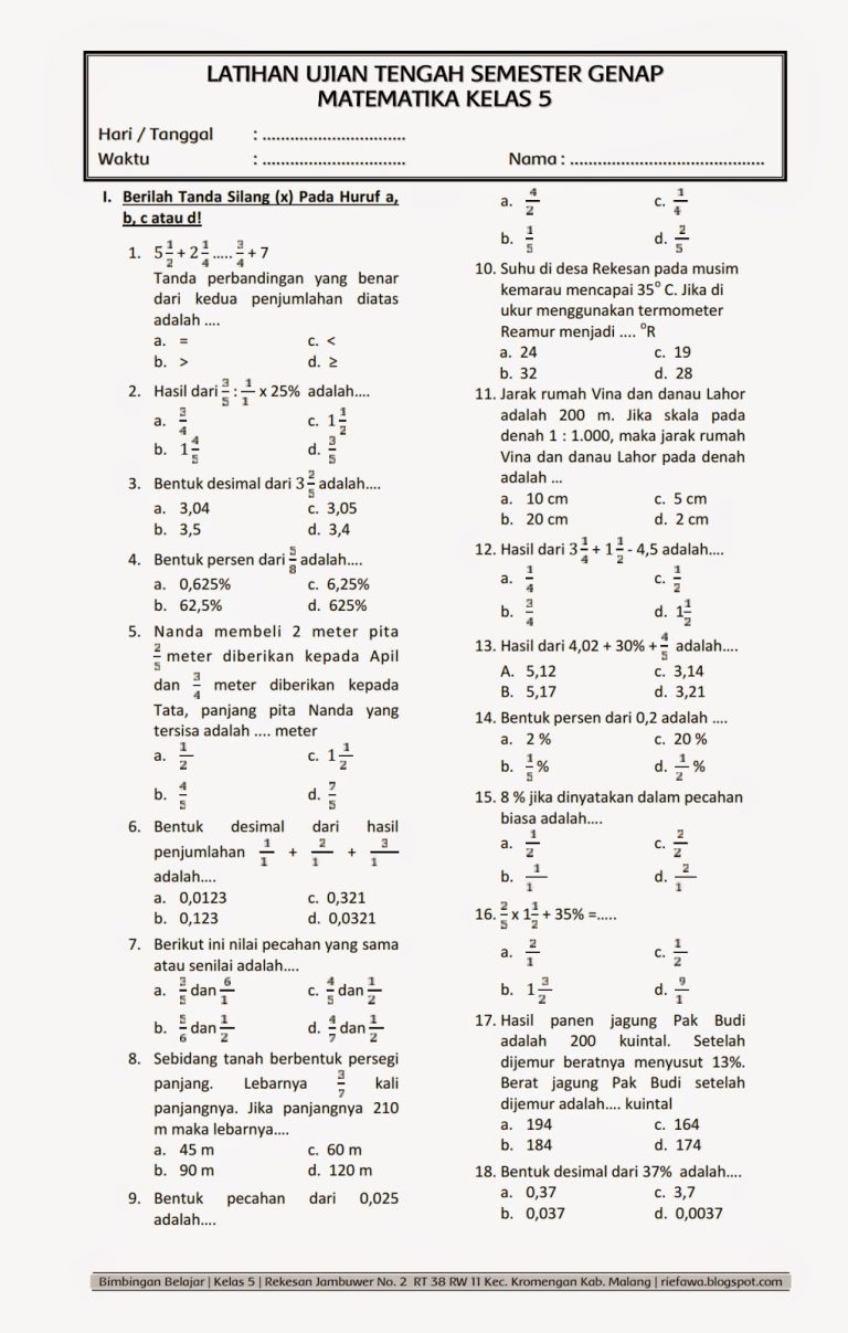 5 Fakta Mengejutkan Soal Matematika Kelas 5 Bab 1 yang Wajib Diketahui Orang Tua