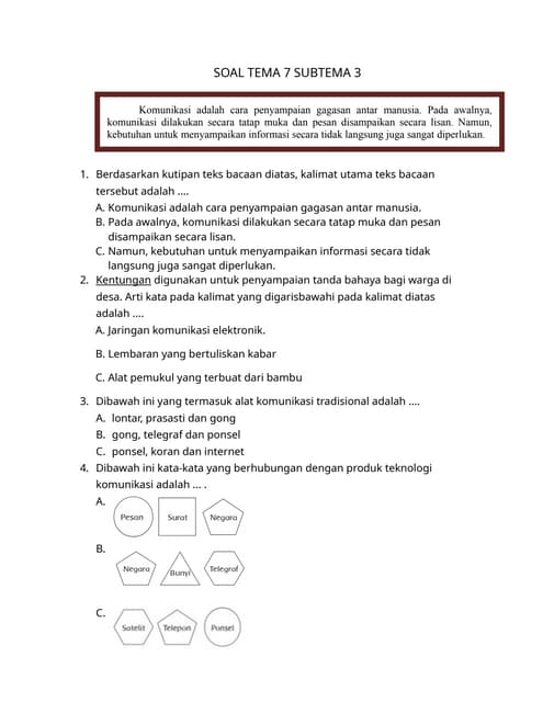 SOAL TEMA 7 SUBTEMA 3 dochsubjsjbdjsdjsdbjsdb DOCX