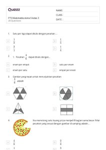 50 lembar kerja Pecahan sebagai Bagian dari Keseluruhan untuk Kelas 3