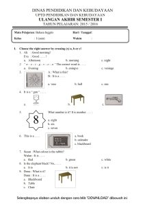 Akhirnya Tersedia 7 Lembar Soal Bahasa Inggris Kelas 1 SD Semester 1 Kurikulum 2013 Siap Cetak