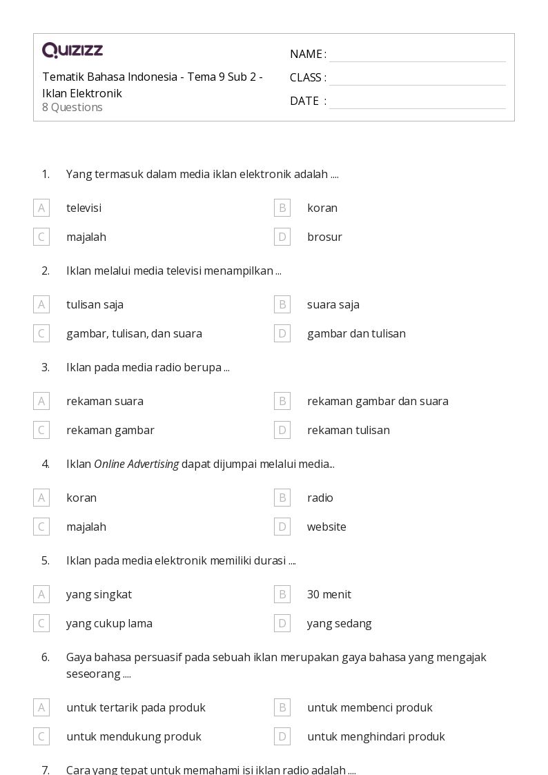 50 lembar kerja Suara dalam Tulisan untuk Kelas 5 di Quizizz Gratis 50 lembar kerja Suara dalam Tulisan untuk Kelas 5 di Quizizz Gratis