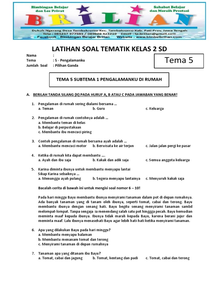7 Terbukti Kuasai contoh soal kelas 2 tema 5 subtema 5 brilian di 2026 Sebelum Ujian