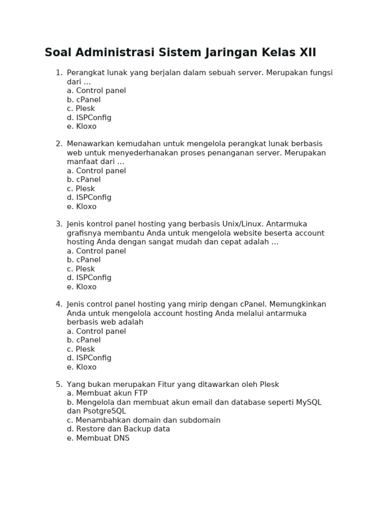 Soal-Administrasi-Sistem-Jaringan-Kelas-XII-PG 180924 PDF