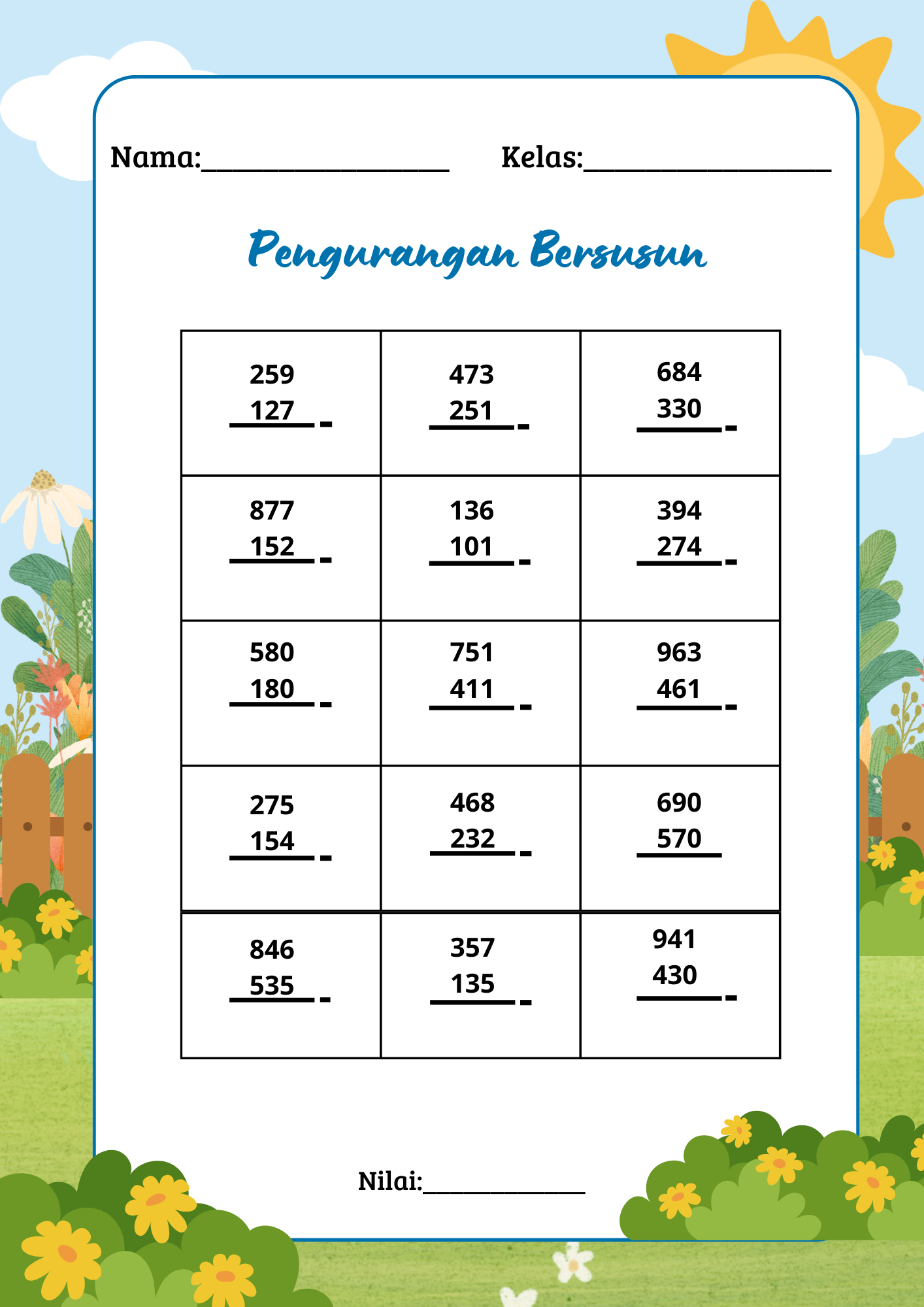 Pengurangan ratusan Penjumlahan ratusan Pengurangan kelas 2