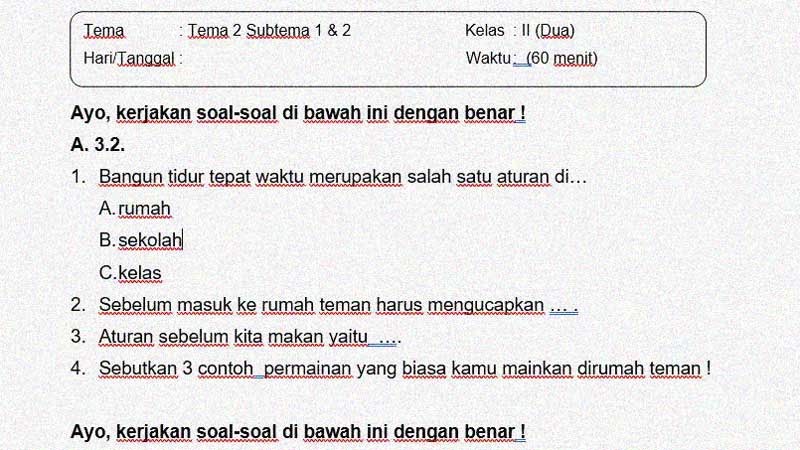 Rahasia contoh soal tema 2 kelas 2 sub tema 1 yang wajib dikuasai sebelum ujian 2026