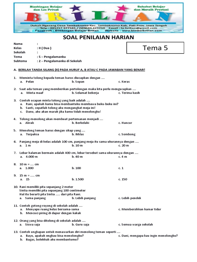 Terbukti 7 Cara Mudah Memahami contoh soal kelas 2 tema 5 subtema 2 yang Jarang Diketahui
