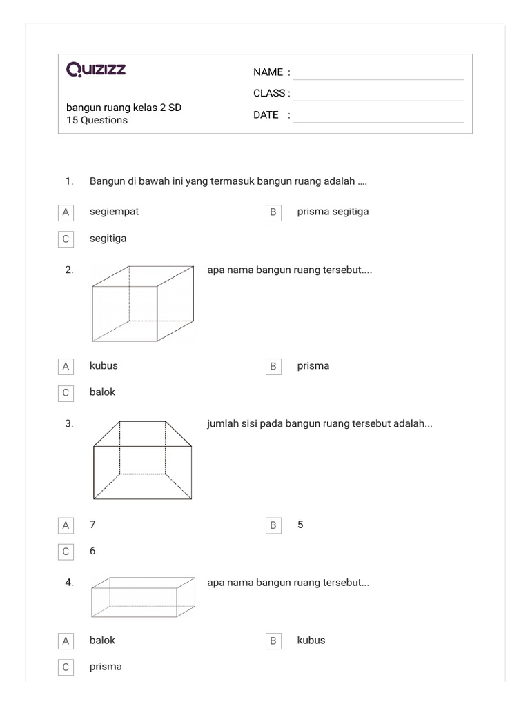 Terbukti! 7 Contoh Soal Mengenai Bangun Ruang untuk Kelas 2 SD yang Bikin Anak Cepat Paham Terbukti! 7 Contoh Soal Mengenai Bangun Ruang untuk Kelas 2 SD yang Bikin Anak Cepat Paham
