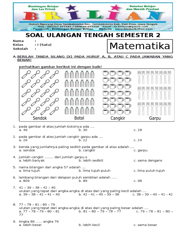 7 Rahasia Contoh Soal Matemateka Kelas 1 SD Semester 2 yang Wajib Tahu Sebelum Terlambat