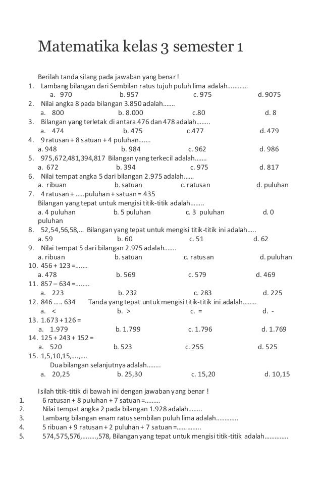 Contoh Soal Lomba Matematika Kelas 3 SD Semester 1 Wajib Dipelajari Sebelum OMI 2026