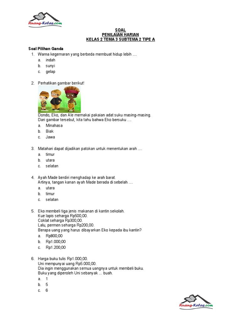 Terbukti 7 Contoh Soal Kelas 2 Tema 3 Sub Tema 2 yang Bikin Anak Cepat Paham Sebelum Ujian