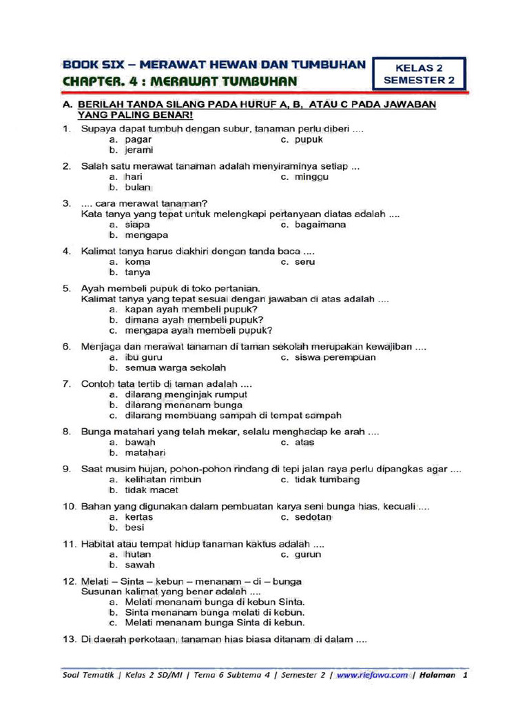 Terbukti! 7 Contoh Soal Kelas 2 Tema 6 Subtema 4 yang Wajib Dikuasai Sebelum Ujian