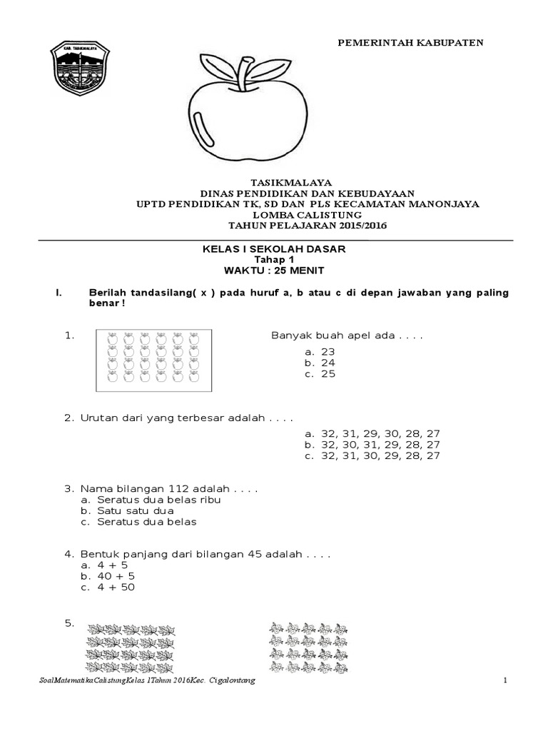 Terbukti 7 contoh soal lomba calistung kelas 1 sd yang wajib dikuasai sebelum ujian besok