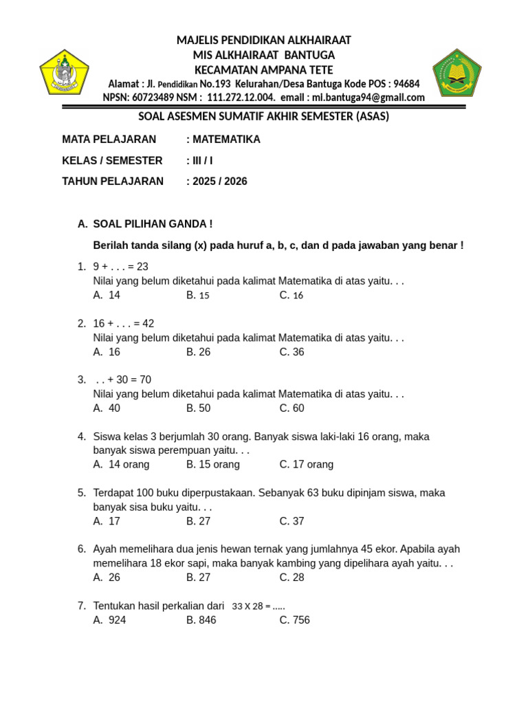 Rahasia Cepat Jawab soal matematika kelas 3 semester 1 kurikulum 2013 yang Wajib Tahu