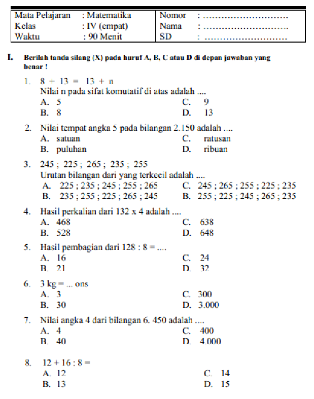 Rahasia Nilai Sempurna Lewat Latihan Soal UTS Kelas 4 SD Semester 1 Matematika Ini