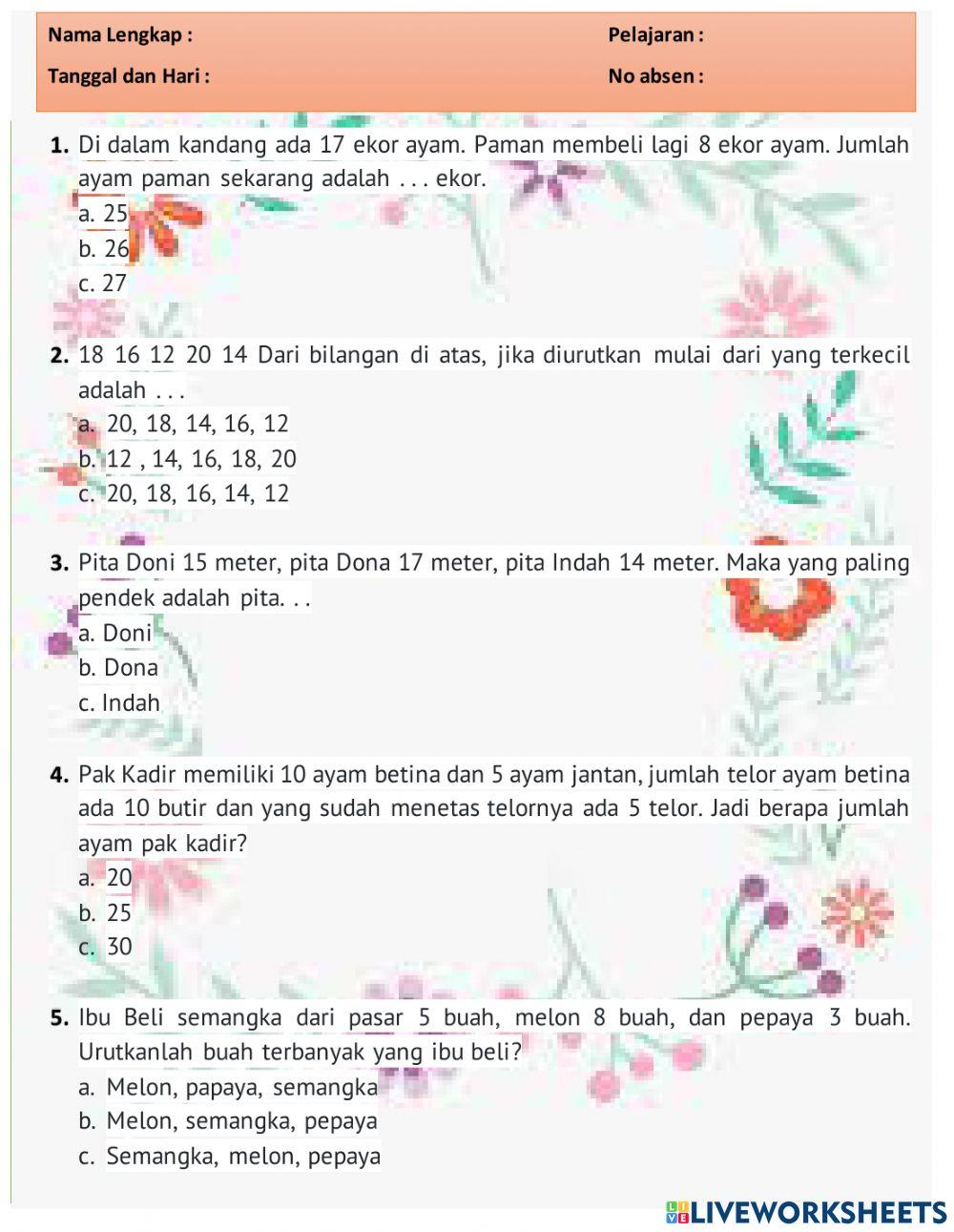 Rahasia Nilai Sempurna dengan Latihan Soal UTS Kelas 1 Semester 2 K13 Terbaru
