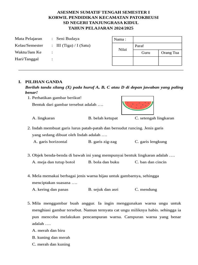 Rahasia Skor Tinggi Ternyata Cukup Kuasai Kumpulan Soal SBK Kelas 3 Semester 2 Ini