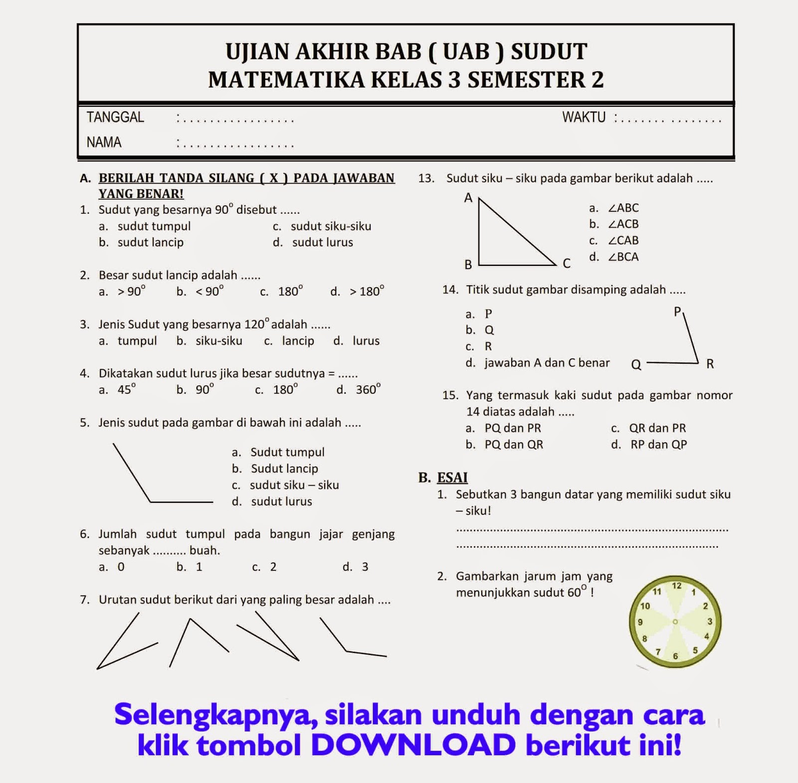 Wajib Tahu! Kumpulan Latihan Soal UTS Kelas 3 SD Semester 1 Kurtilas Agar Nilai Maksimal
