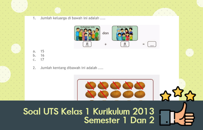 Wajib Tahu! Kumpulan latihan soal uts kelas 1 sd semester 1 kurikulum 2013 Terbaru